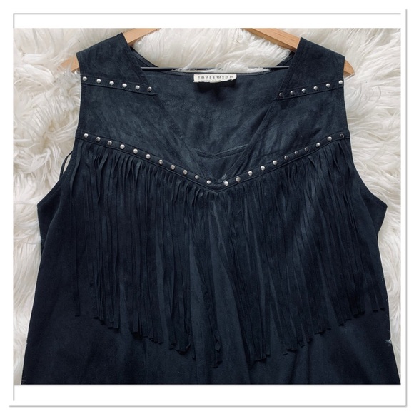 Idyllwind Queen Of Country Fringe Studded Mini Dress Black Size XXL - Picture 3 of 11